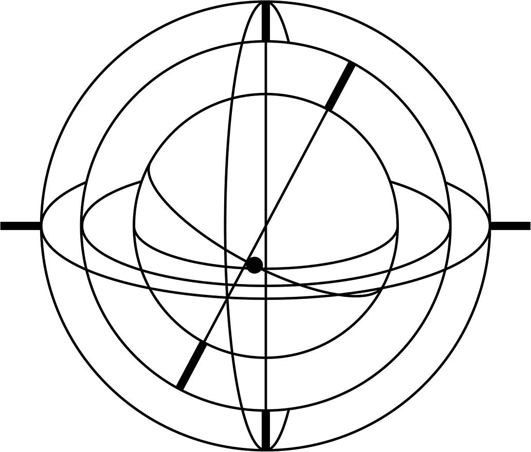 Visual of Eudoxus’s concentric, rotating spheres from Angouri, CULTURE, with multiple spheres rotating around the gaze of the researcher.